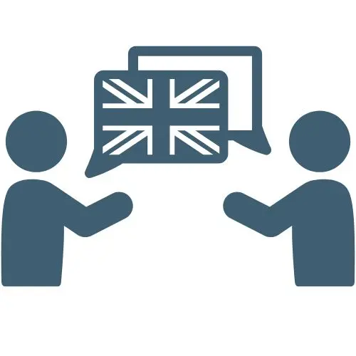 Icon showing English-speaking guides for day trips in Alicante, making tours easy for international travelers