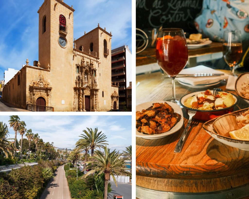 Highlights of Alicante city for cruise passengers: Santa Maria church in the old town, tapas with local wine, and the palm-lined Explanada promenade