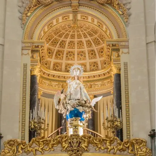 Main façade of the Basilica of Santa María in Alicante, Valencian Gothic style