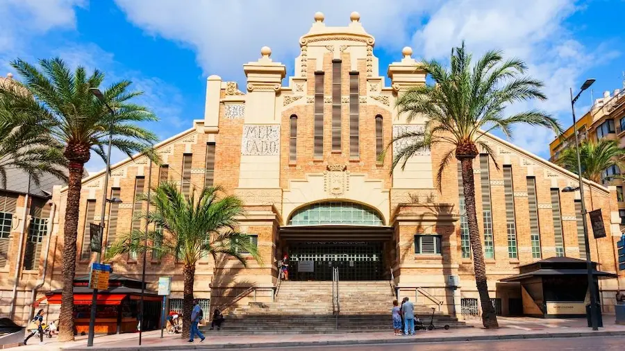 Mercado Central de Alicante, historic food market with local stalls and palm trees