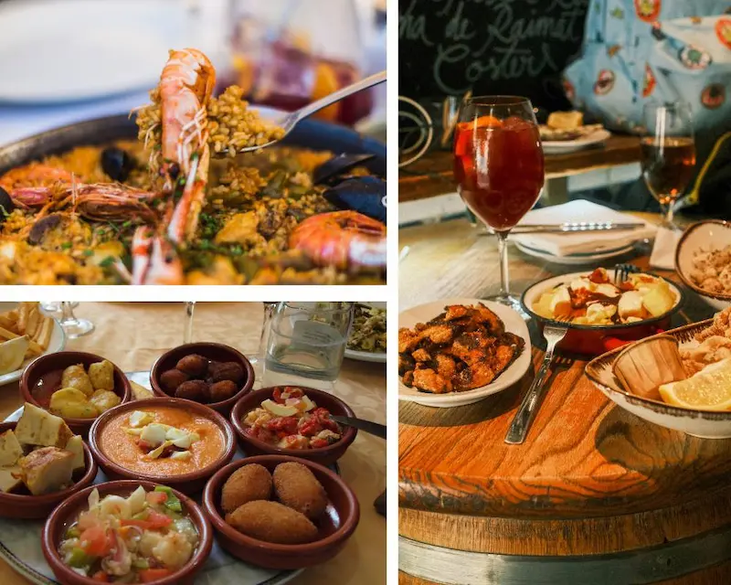 Traditional tapas and seafood paella with sangria in Alicante restaurants