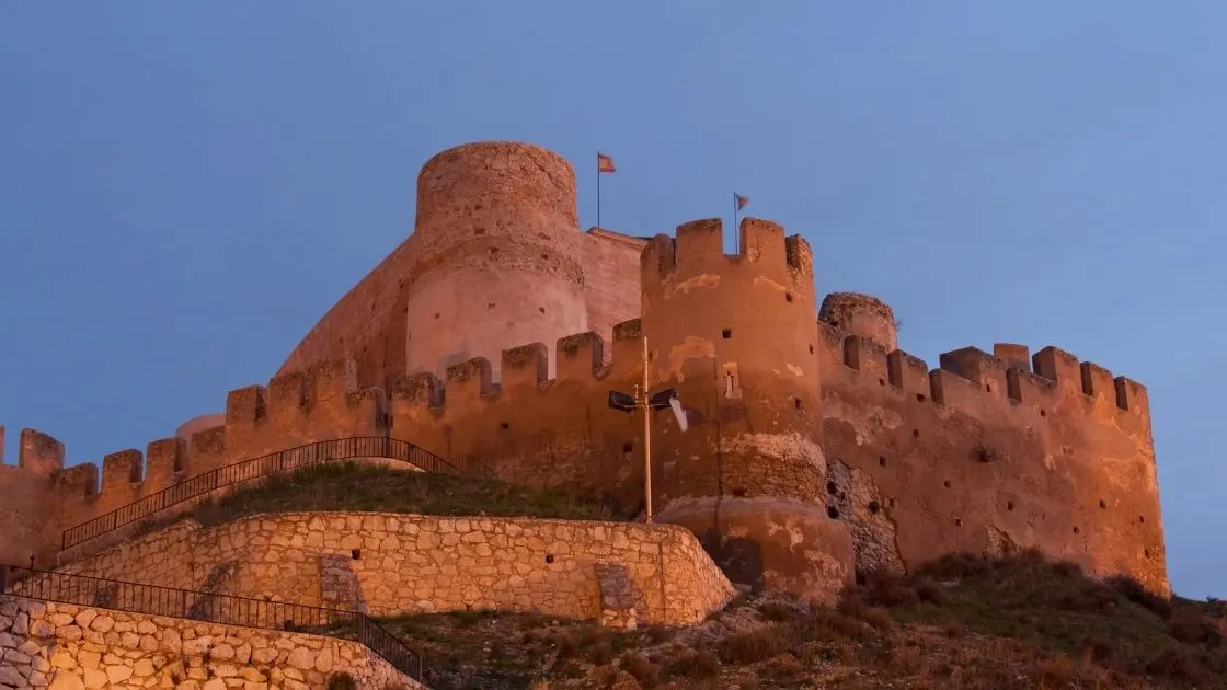 View of Biar Castle at sunset, one of the best-preserved medieval fortresses in Alicante’s inland region