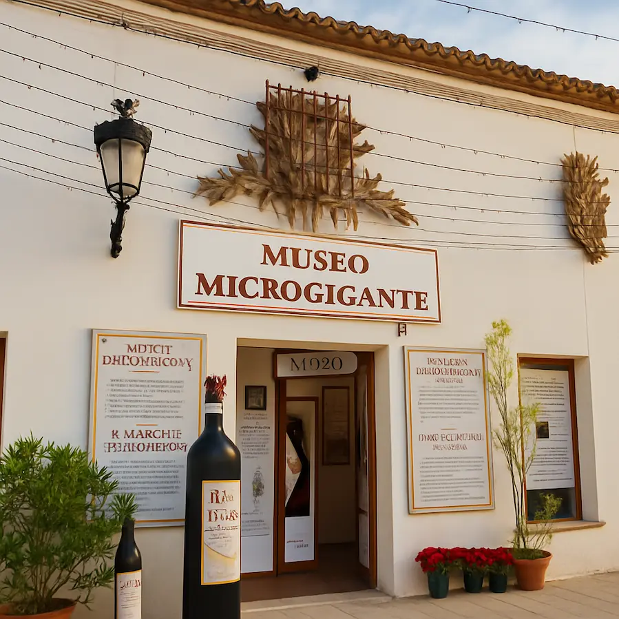 Entrance of the Museo Microgigante in Guadalest, a unique attraction on the Costa Blanca combining miniature and giant artwork