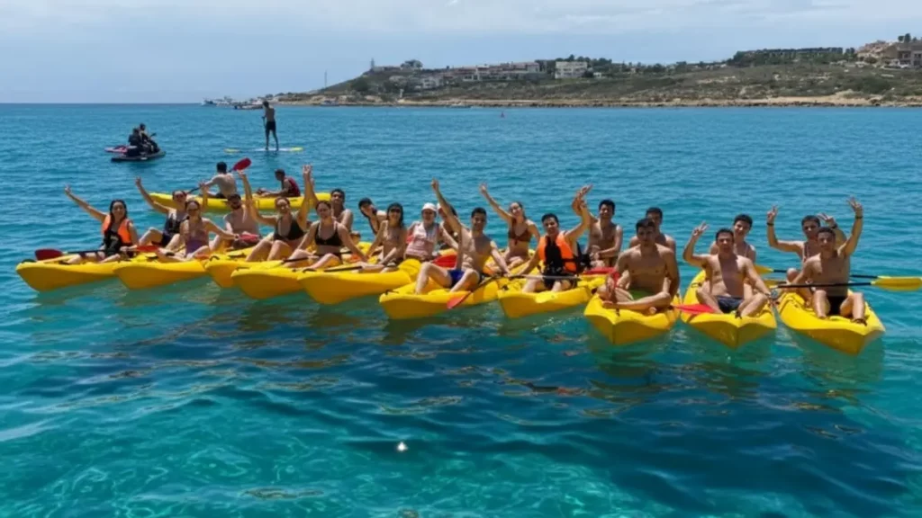 Small group kayak tour along the Alicante coast enjoying calm Mediterranean waters