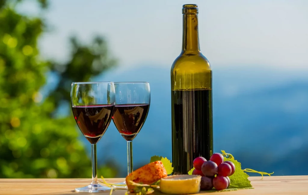 Local red wine and traditional tapas near Alicante with vineyard views, showcasing authentic Mediterranean flavors